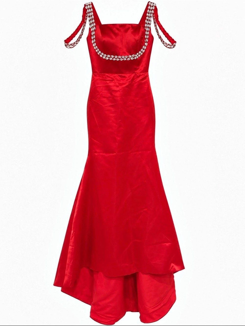 NWT Missacc Red Embellished Strap Gown - Wedding Guest MOB MOH